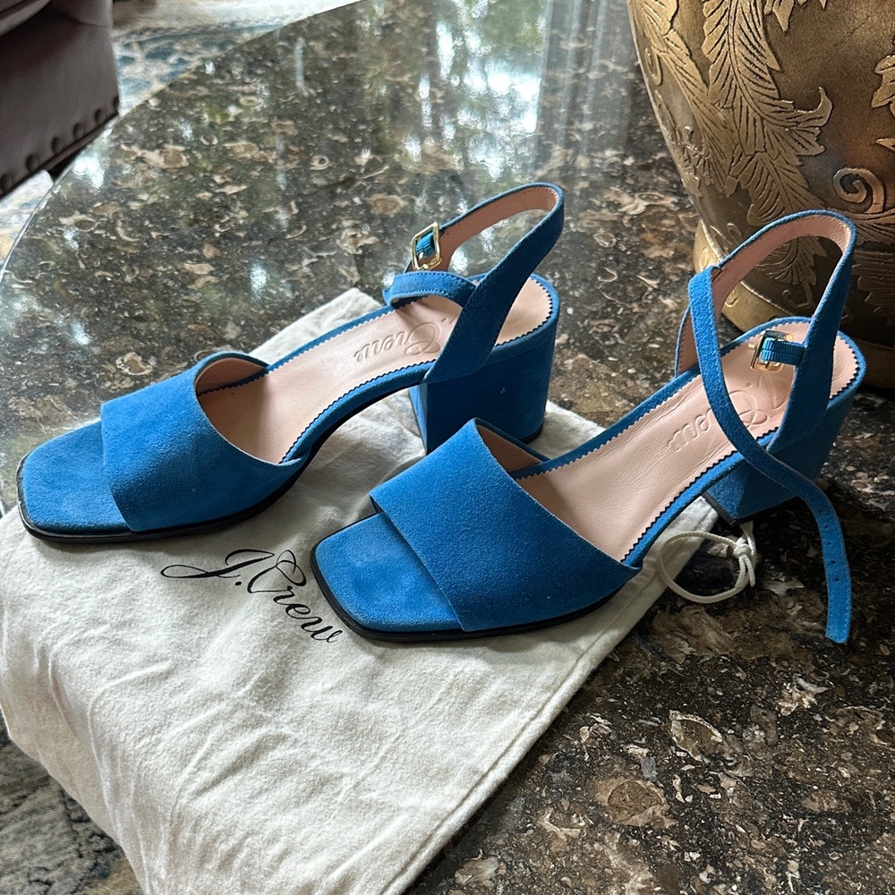 J. Crew Vibrant Blue Block Heel Sandals